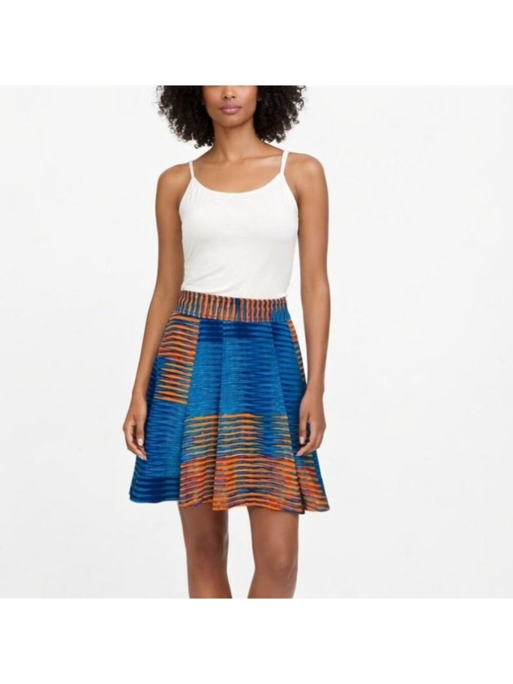 Tracy Reese Plenty Pleated Skirt Size 2 Blue Orange A-Line Pleated Stretch